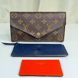 Louis Vuitton Monogram Canvas Wallet with Blue & Orange Accessories